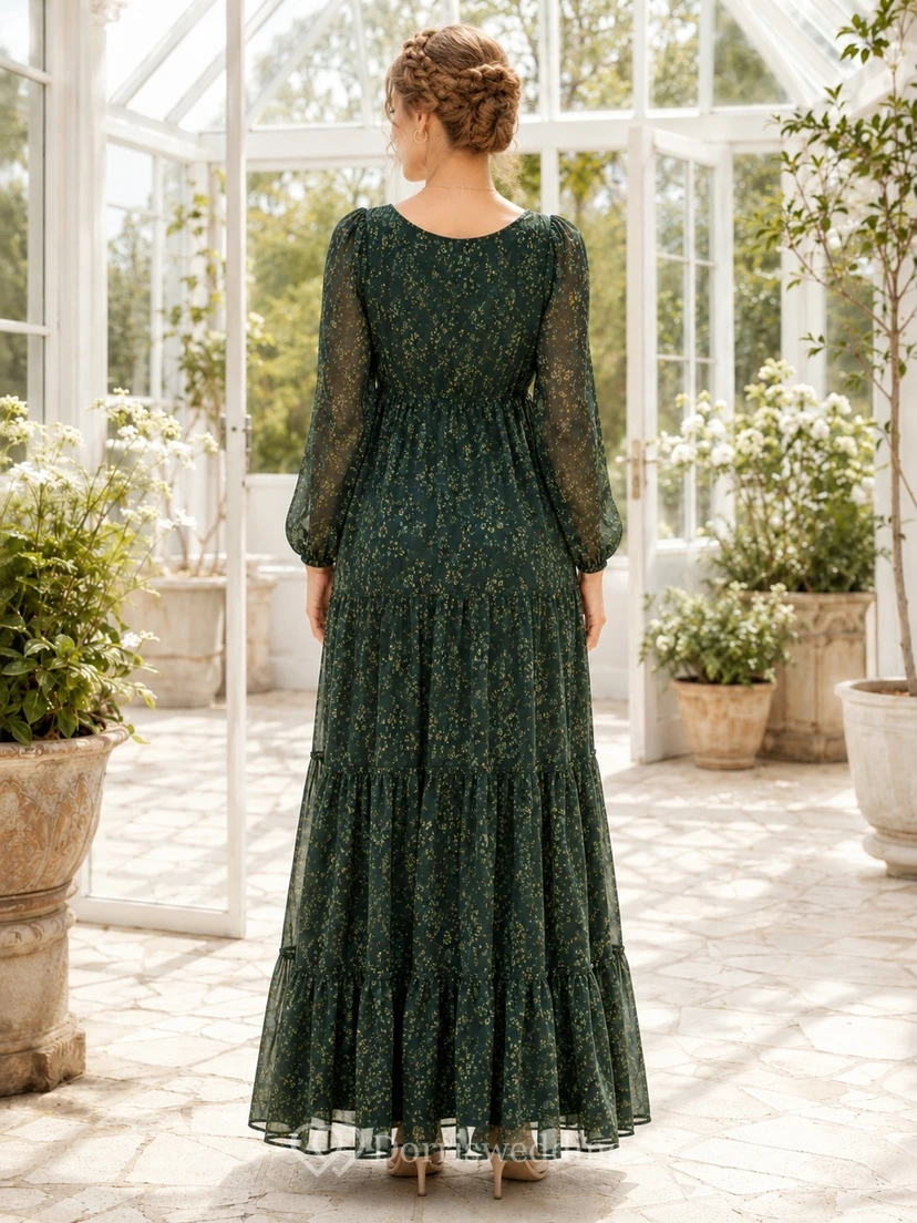 Dark Green Lace V-Neck Long Sleeve Maternity Maxi Dress view 2