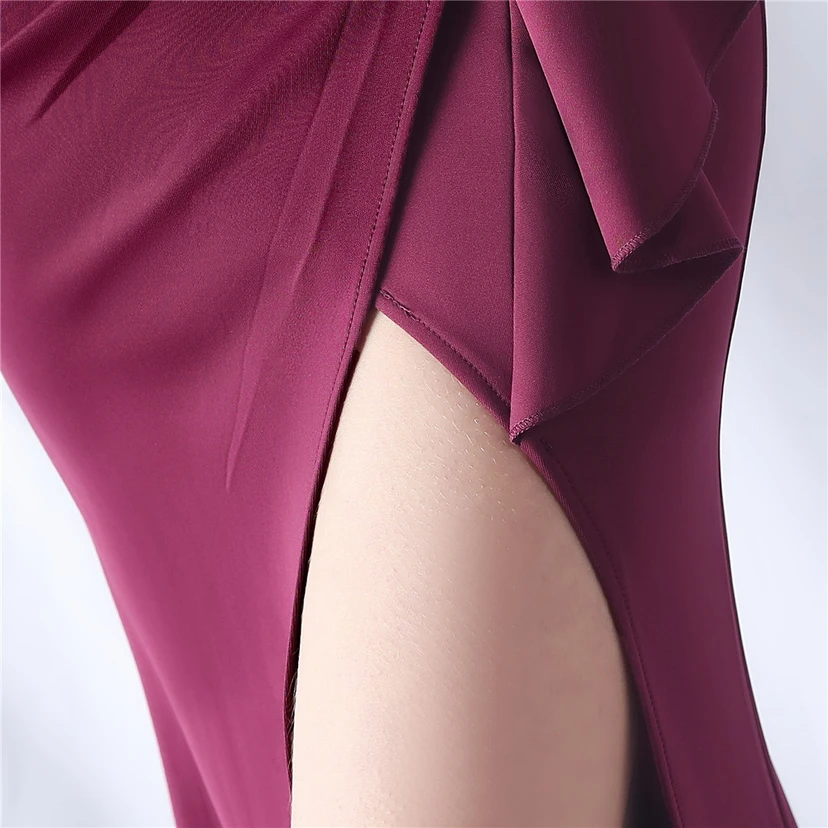 Exhibition Etiquette Bridesmaid Satin Sling Tube Top Evening Dress view 36