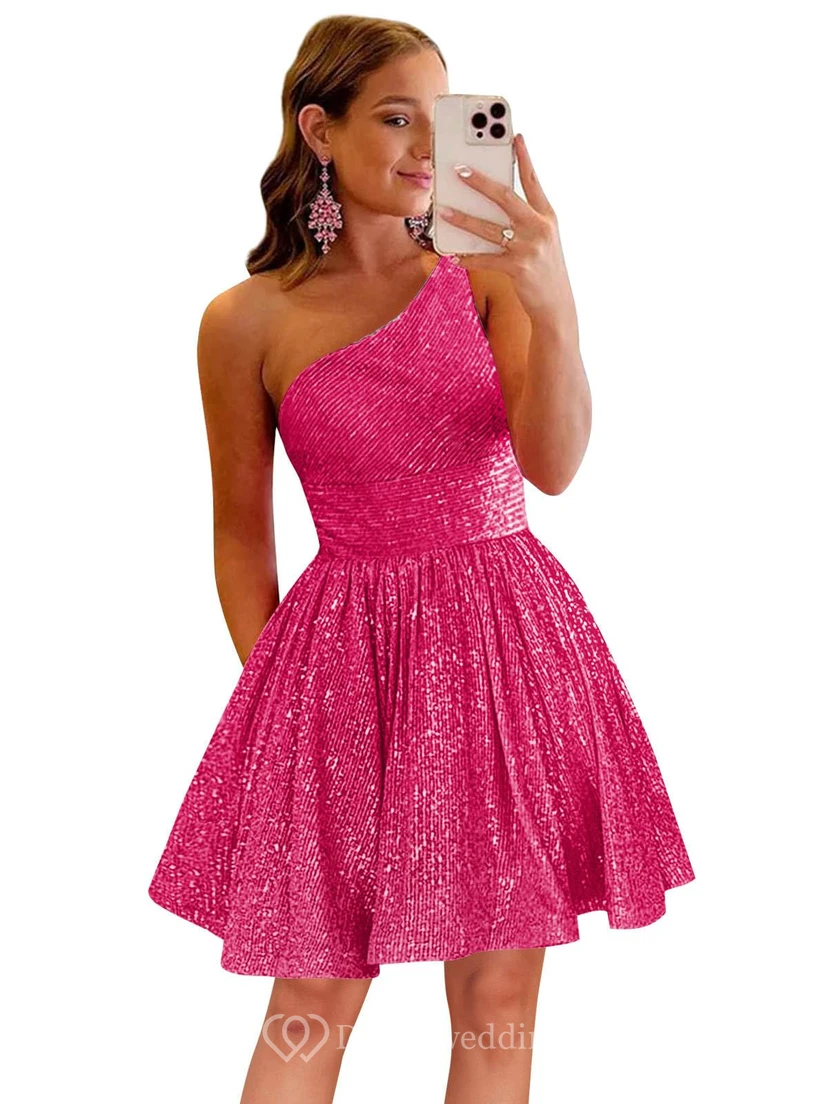 Burgunderfarbenes, einseitig schulterfreies Pailletten-Cocktailkleid view 15