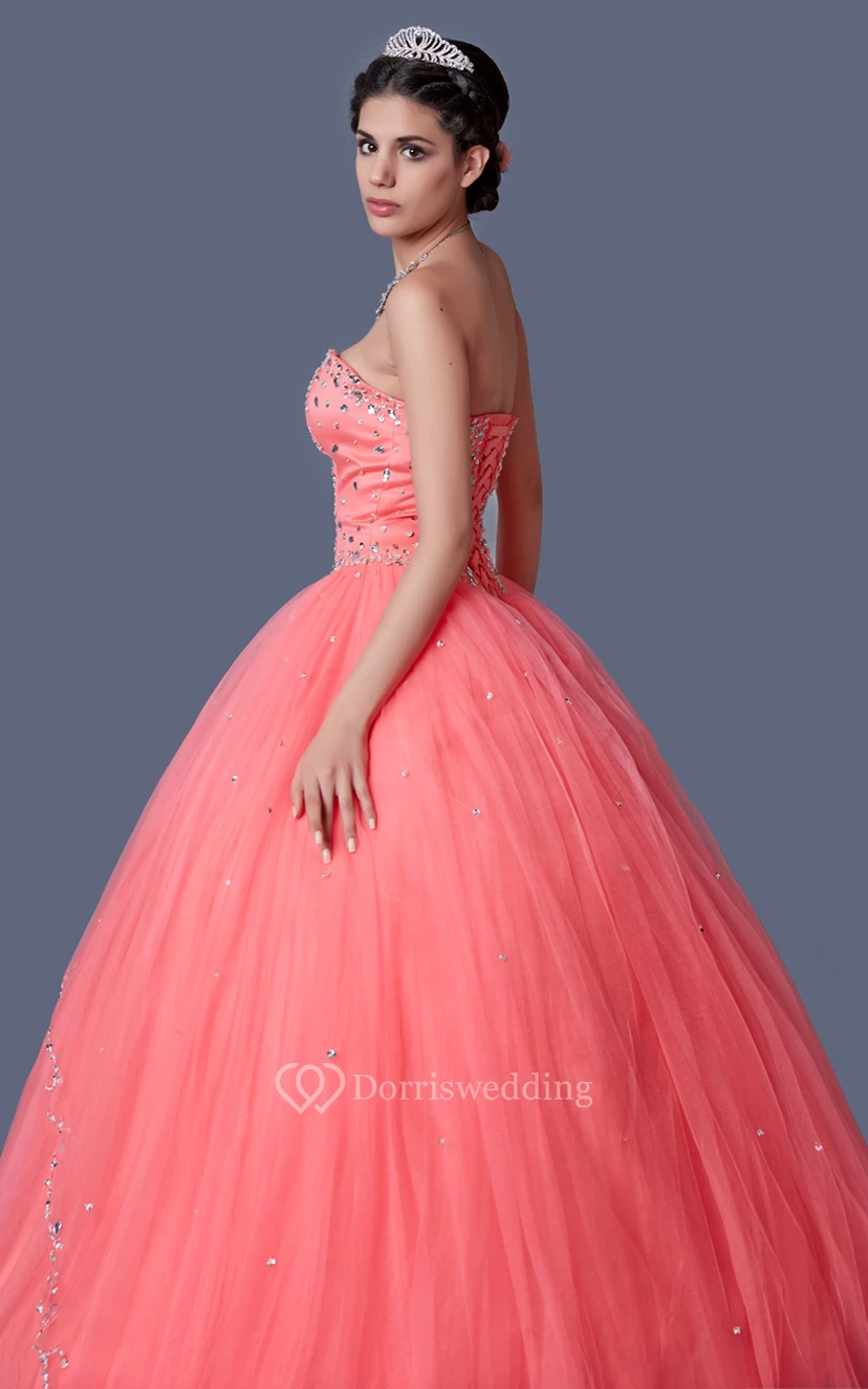 Regal Sequined Sweetheart Layered Tulle Quinceanera Ball Gown view 3