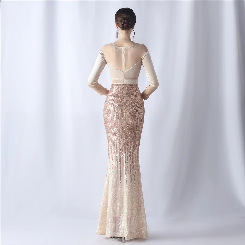 Long-Sleeved Fishtail Evening Dress High-End Atmosphere Elegant Banquet Temperament Velvet Aura Queen view 41