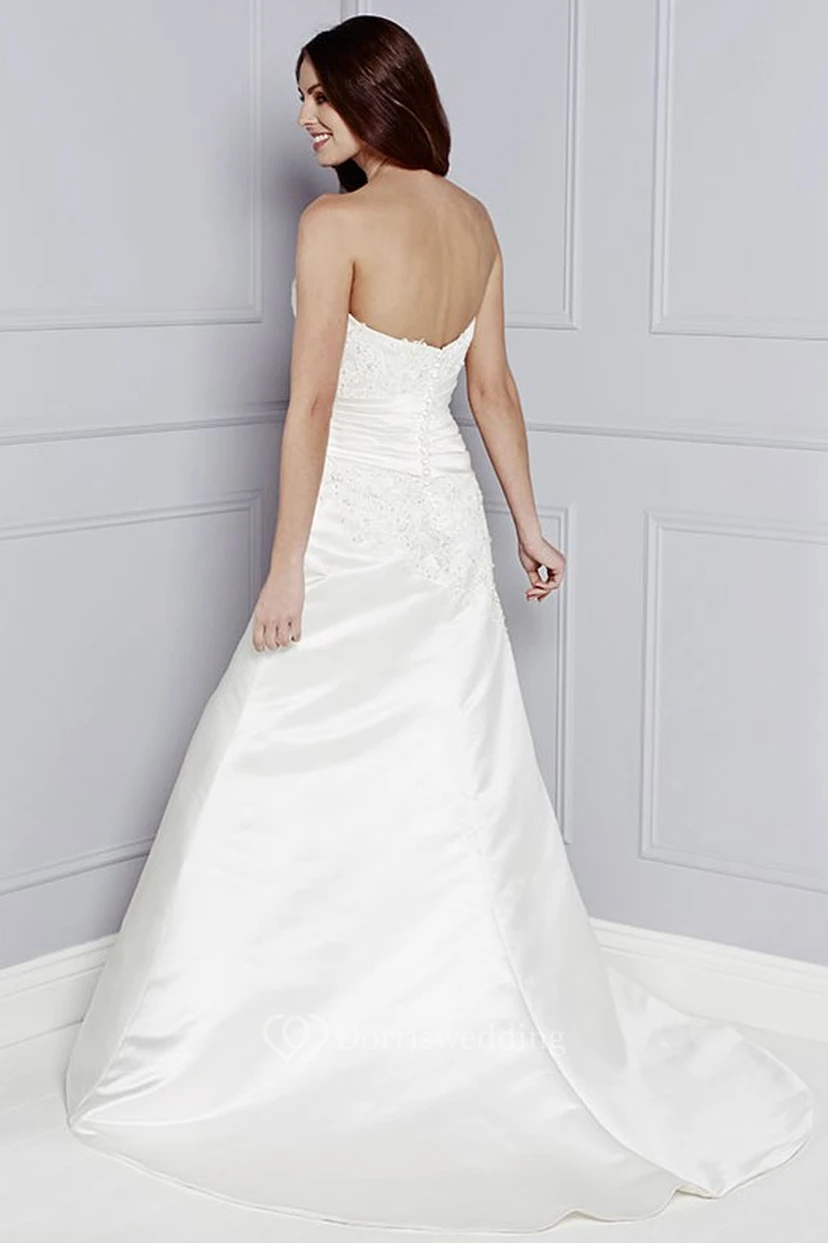 A-Line Sleeveless Sweetheart Maxi Beaded Satin Wedding Dress view 2