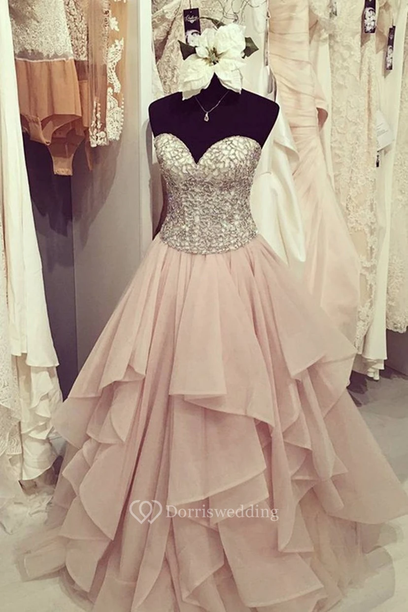 A-Line Ball Gown Organza Sweetheart Sleeveless Zipper Dress