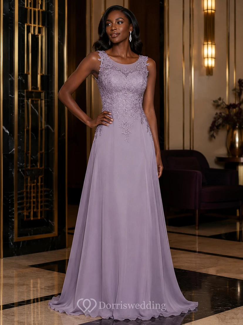 A-Linien-Maxikleid aus Chiffon und Spitze mit Perlenapplikationen, Reißverschluss view 5
