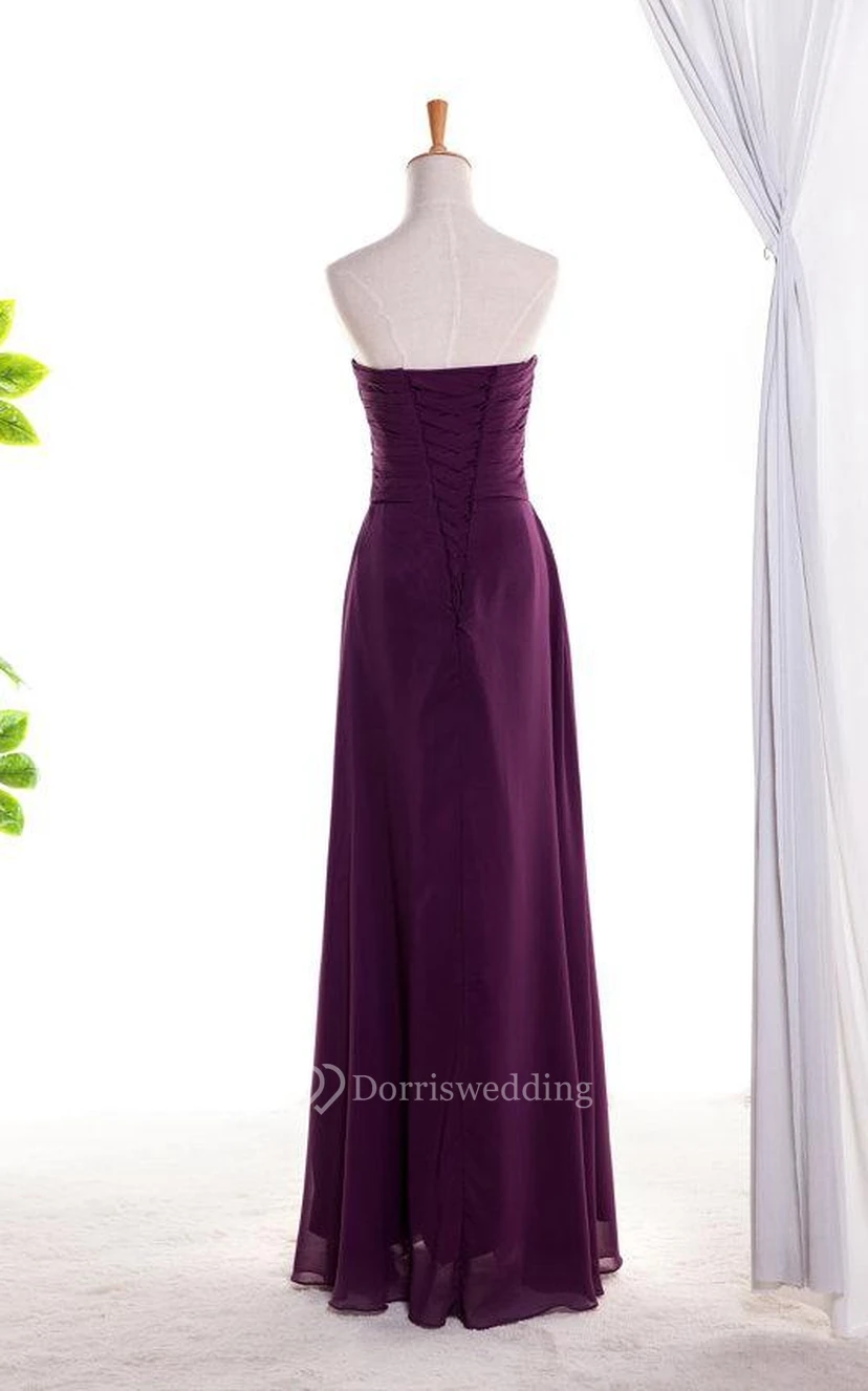 A-line Maxi Sweetheart Bell Beading Chiffon Dress view 2
