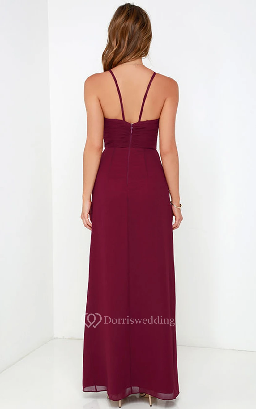 Elegante vestido de gasa sin mangas con aberturas laterales. view 6