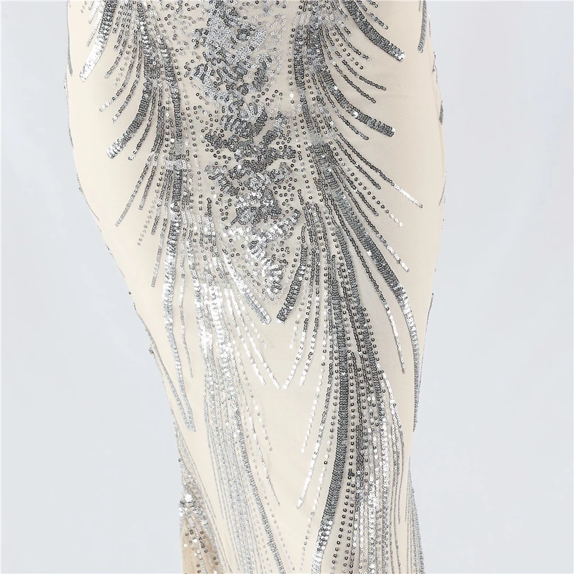 Waist-Reduced Fishbone Shaping Positioning Flower Sequined Anchor Sexy Beaded Suspender Evening Dress view 10