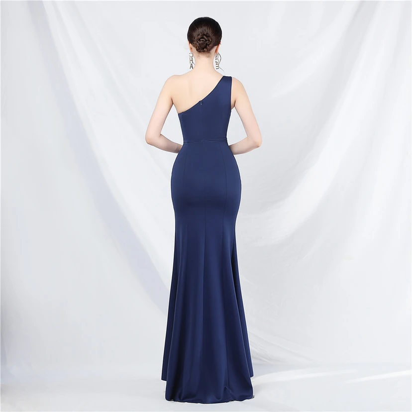 Unique Fashion Flower Design Simple And Elegant One-Shoulder Long Dress High-End Evening Dress view 33