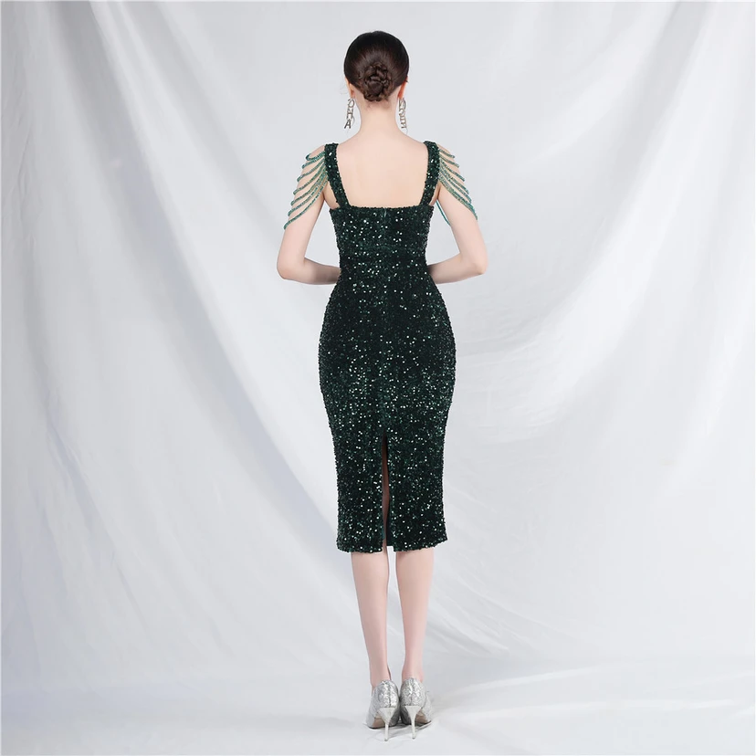 Craft Sequined Velvet Bottom Imitation Handmade Fantasy Sequin Evening Dress Daily Mini Dress view 66