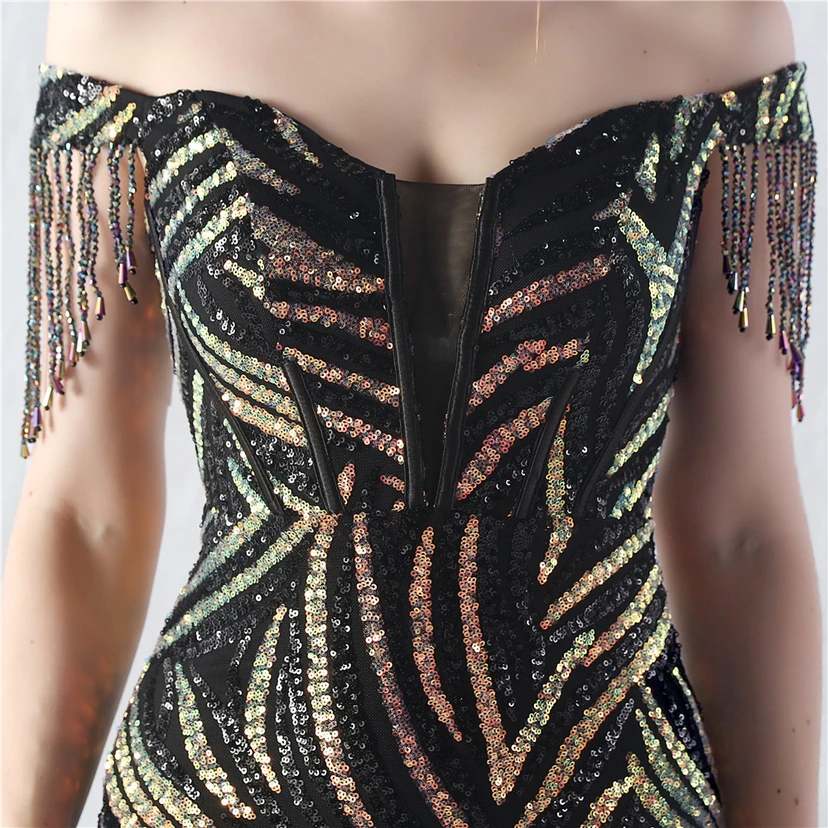 Palace Herringbone Waist Strap Heavy-Crafted Beaded High-End Evening Dress view 18