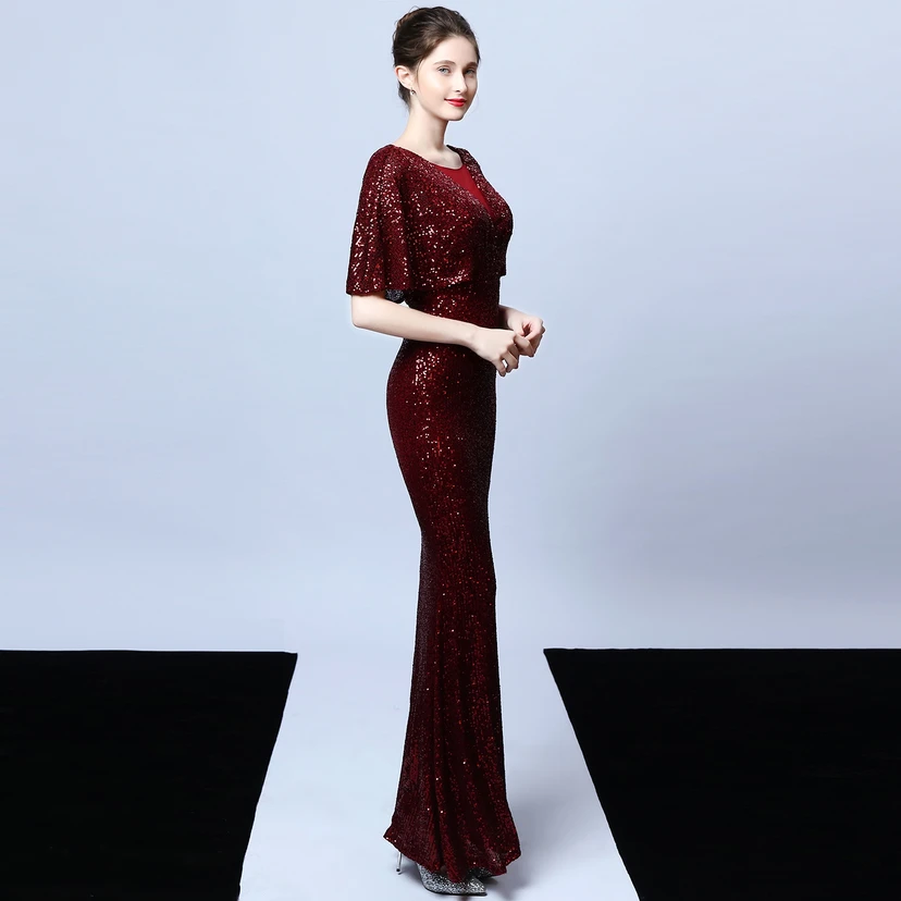 Elegantes Abendkleid mit Polyestergarn, Quasten, Pailletten und Fischschwanzsaum für Damen im Herbst view 31