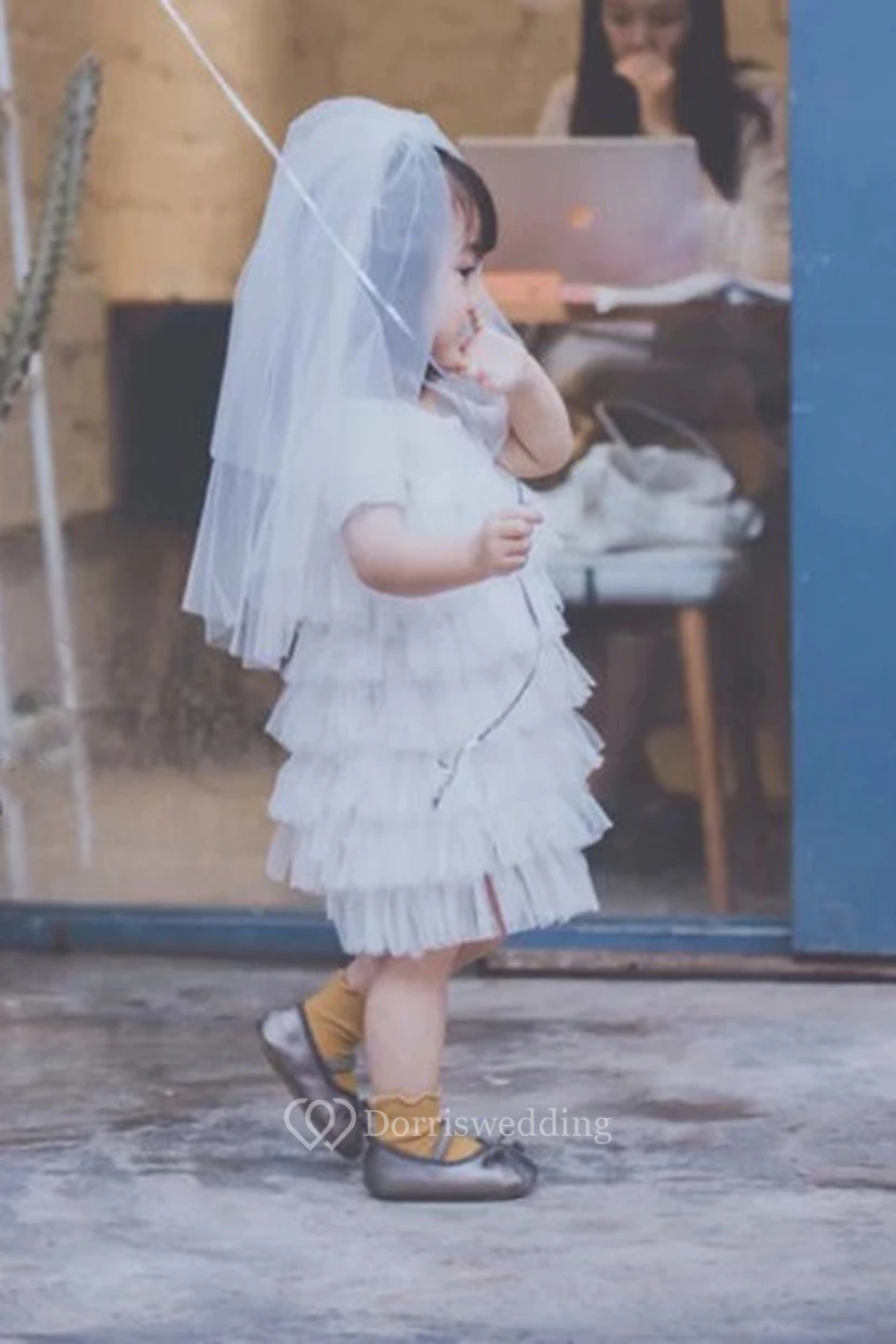 Double Layers Simple Style Tulle Flower Girl Veil view 2