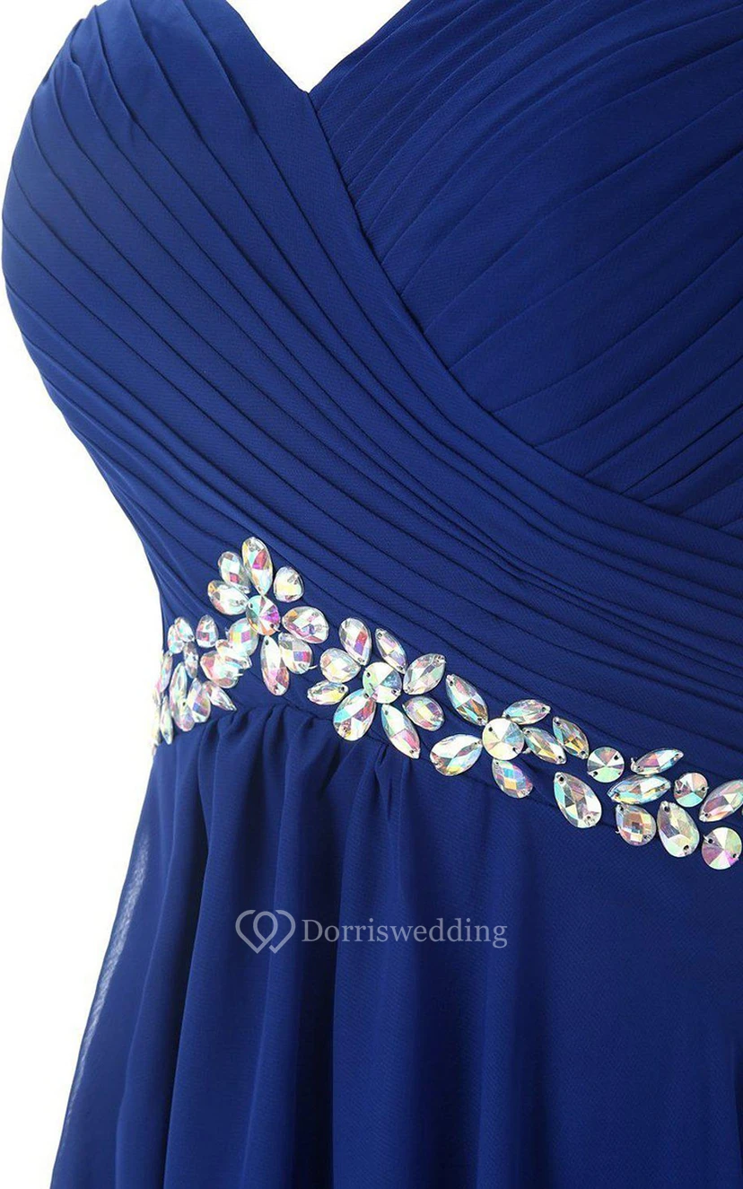 Chiffonkleid mit kurzen Ärmeln, Perlenstickerei und Schlüssellochausschnitt am Rücken view 4