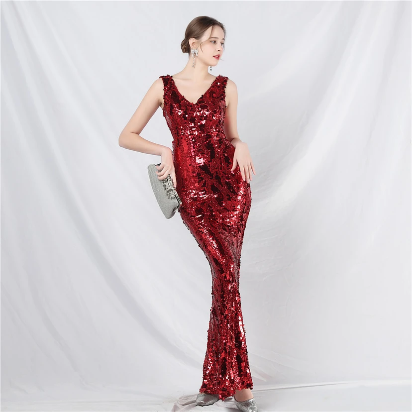 Robe de soirée longue à sequins irisés, nouvelle création view 53