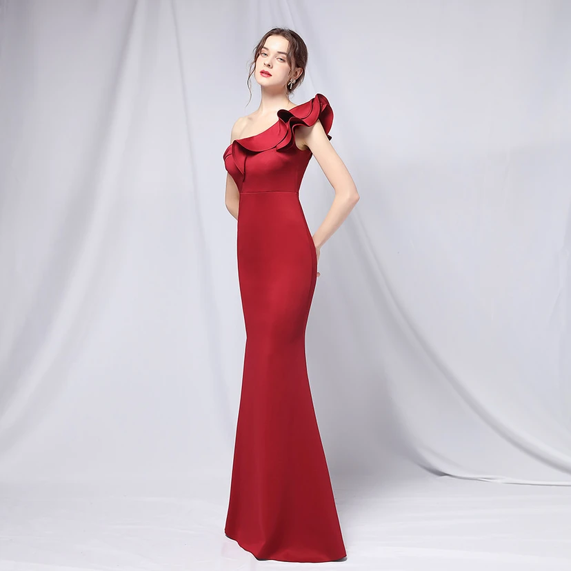 Sechsfarbiges, einseitig schulterfreies Abendkleid für festliche Anlässe, langes, elegantes, figurbetontes und sexy Meerjungfrauenkleid view 57