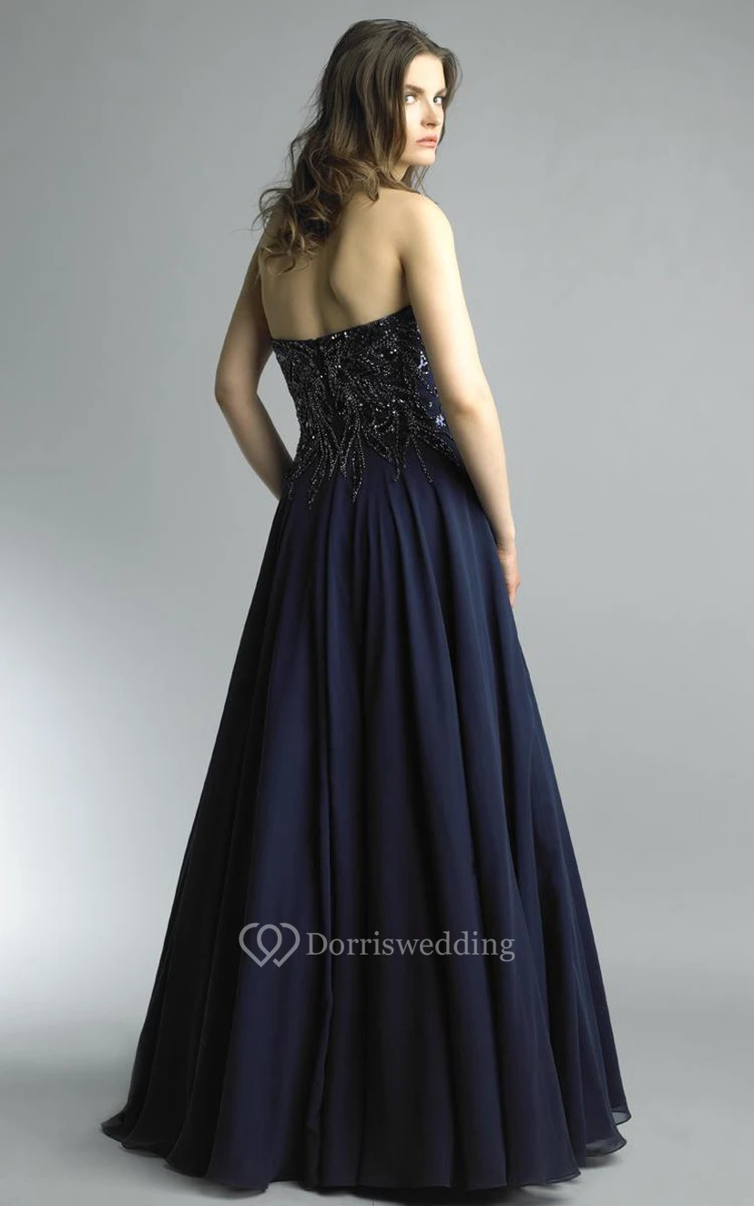 A-line Floor-length Sweetheart Sleeveless Chiffon Backless Dress view 2
