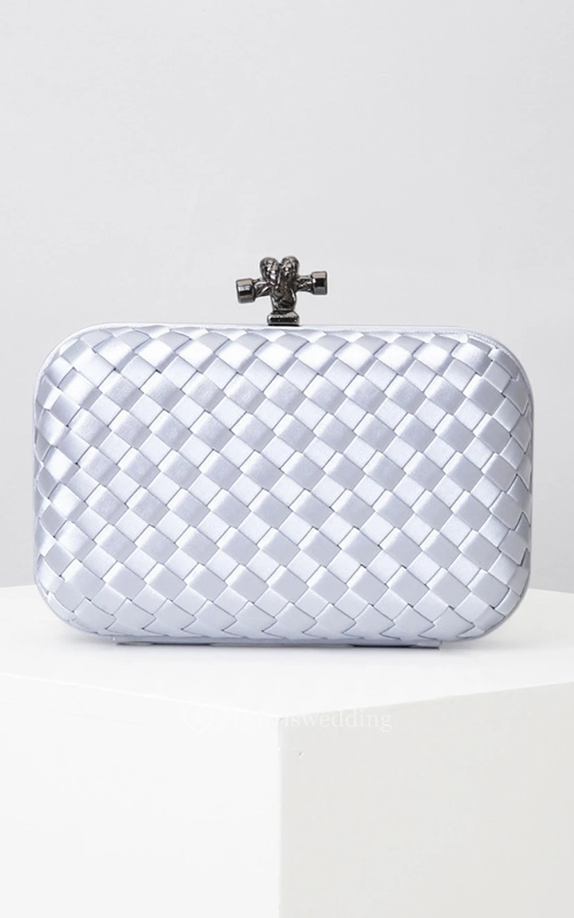 Woven Satin Clutch with Top Clasp view 6
