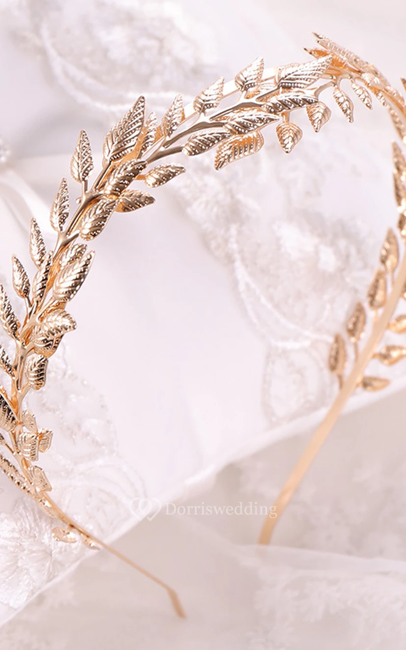 Europäisches handgefertigtes Vintage-Haarband aus goldenen barocken Weidenzweigen und Blumen