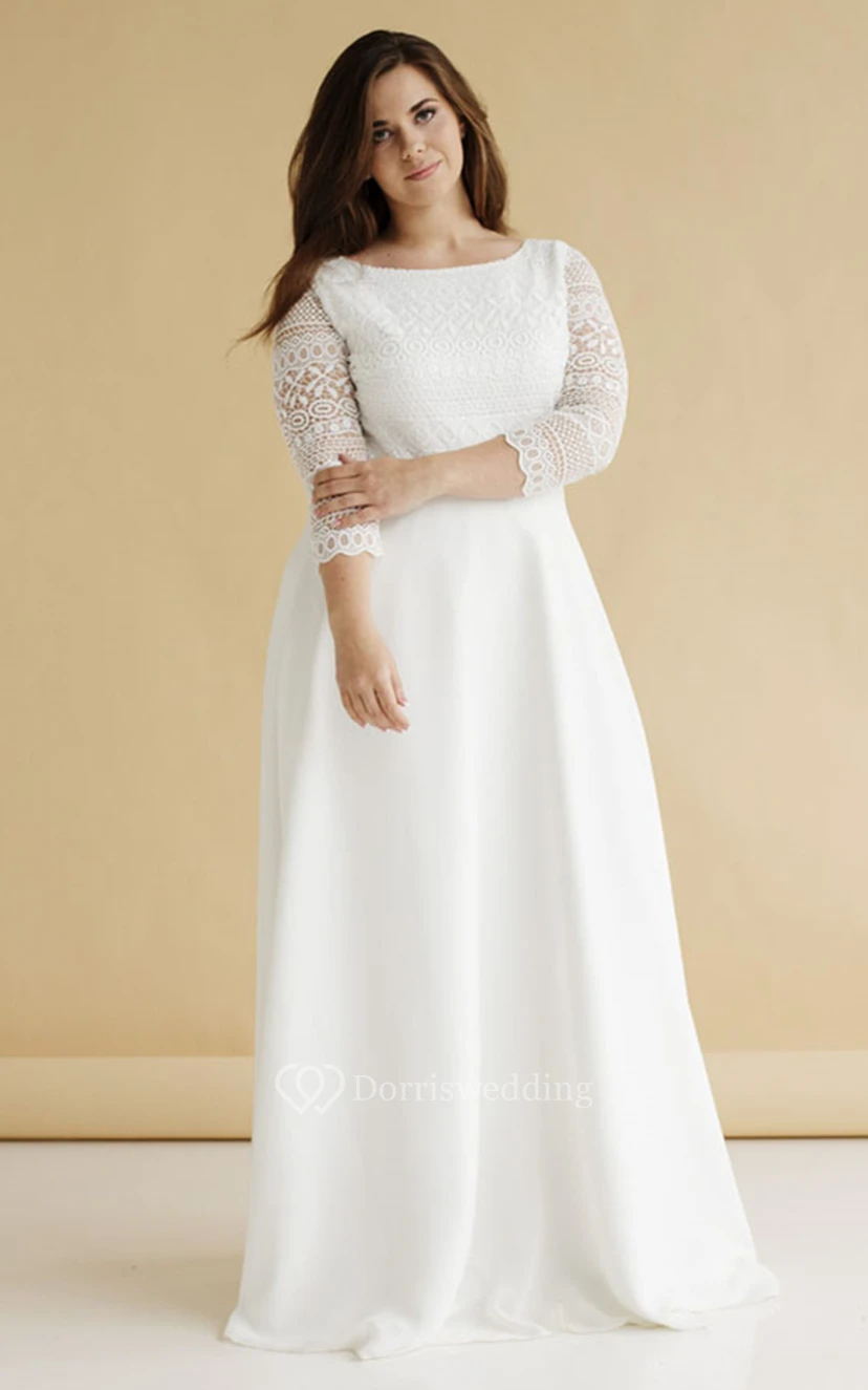 Encantador vestido de novia de satén etéreo de corte A para tallas grandes view 2