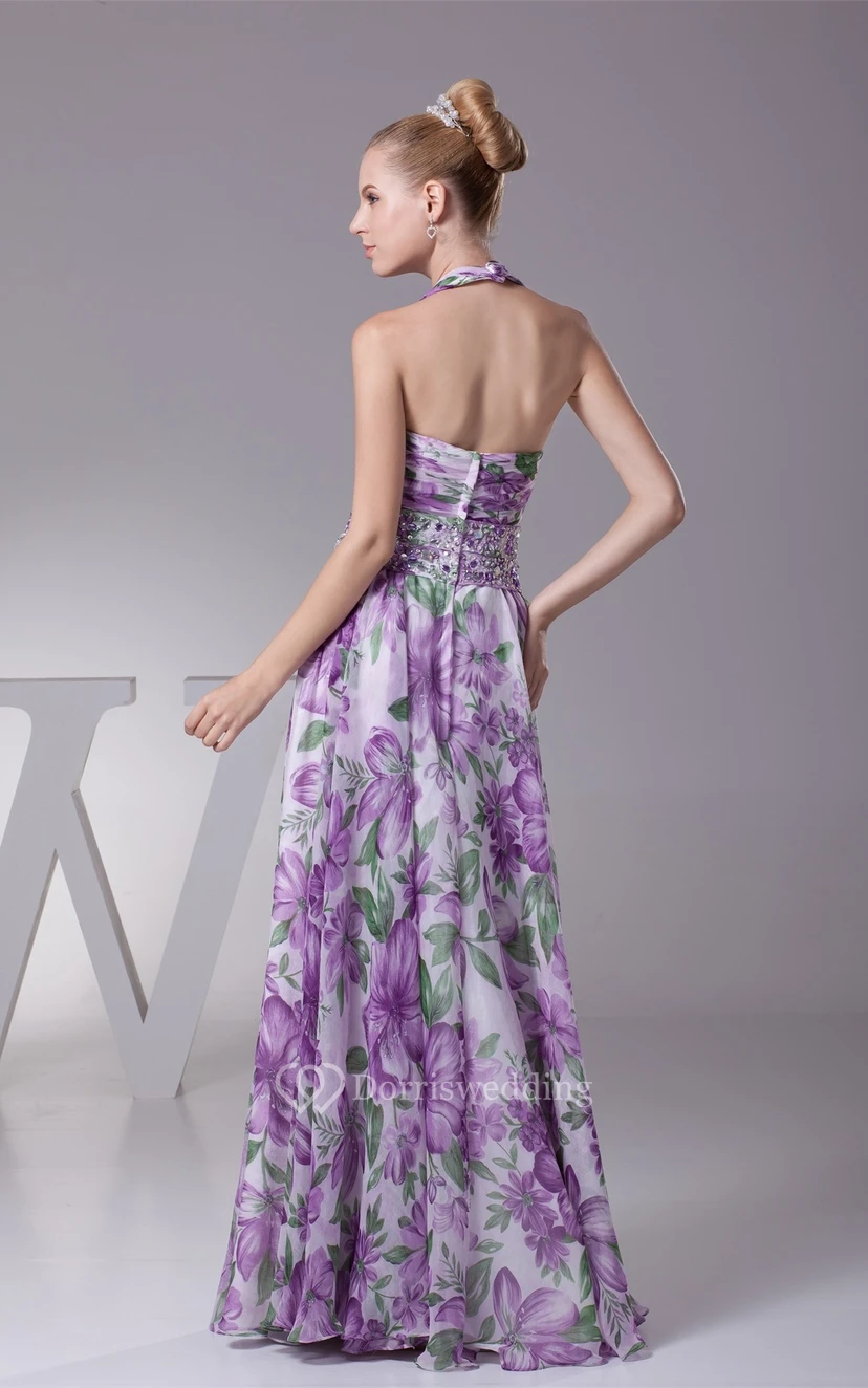 Robe longue plissée sans manches à décolleté plongeant, taille ornée de bijoux et dos nu view 8