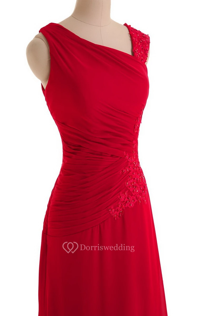 Sleeveless Chiffon Dress With Front Slit and Ruching view 9