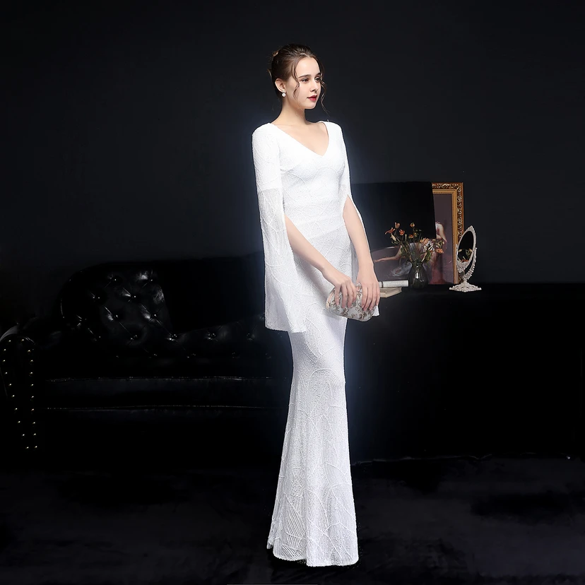 Robe de soirée élégante à sequins, longue, cintrée et sirène, idéale pour les réceptions et les célébrités. view 3