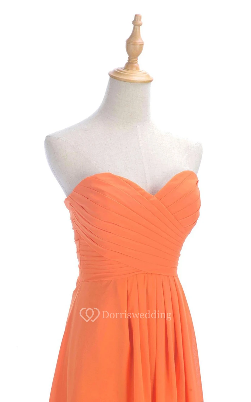 Sweetheart Criss-cross Chiffon A-line Dress With Lace-up Back view 47