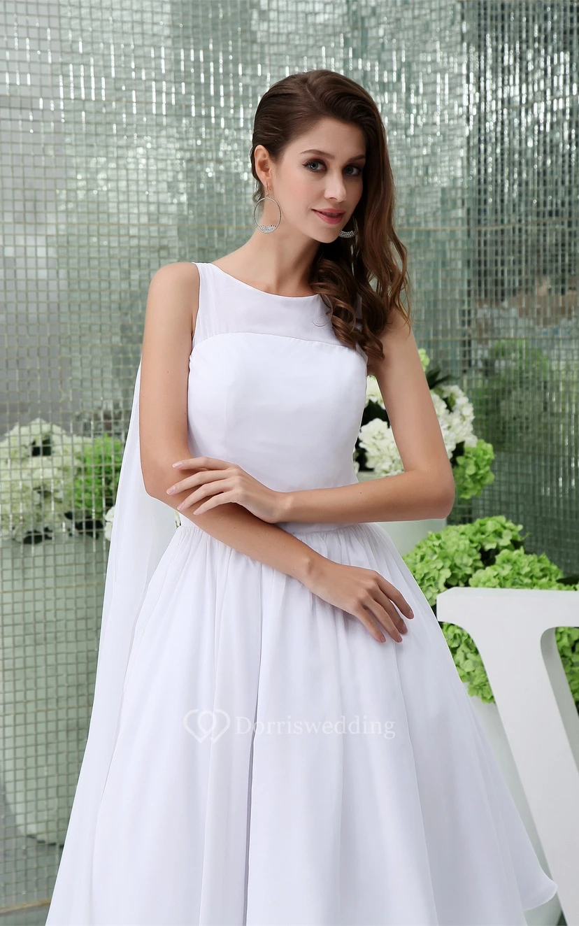 Sleeveless A-Line Tea-Length Chiffon Dress With Pleats view 4