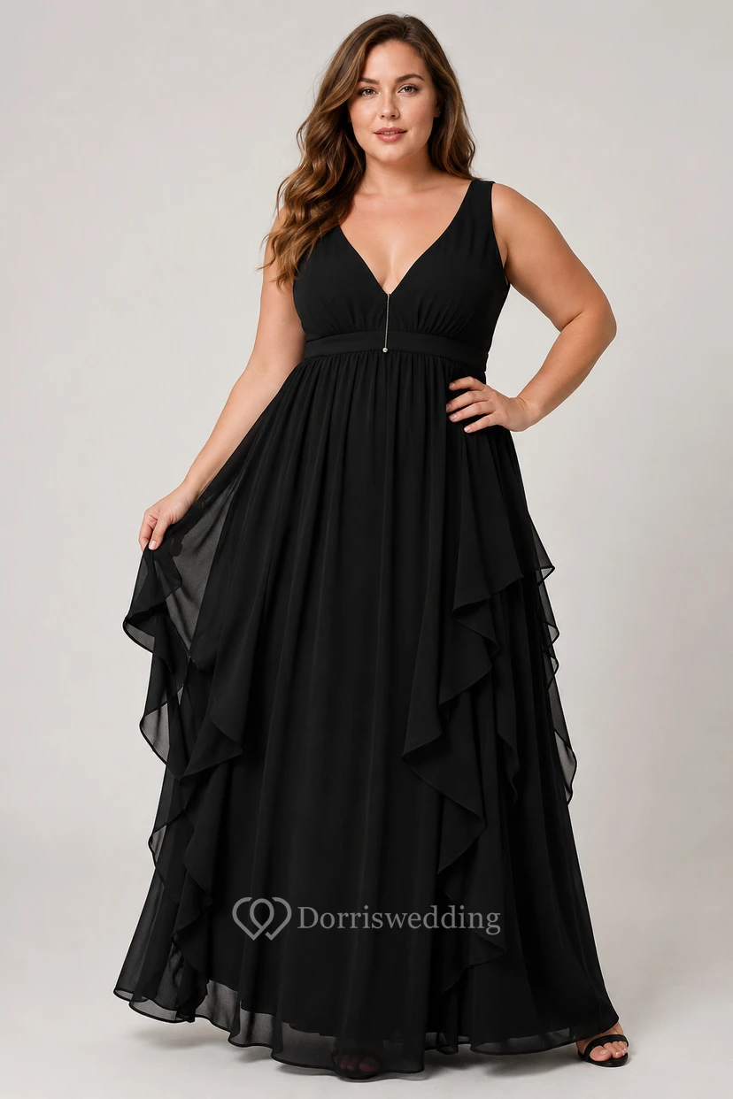 Sleeveless Chiffon Stylish Dress With Ruffles view 16
