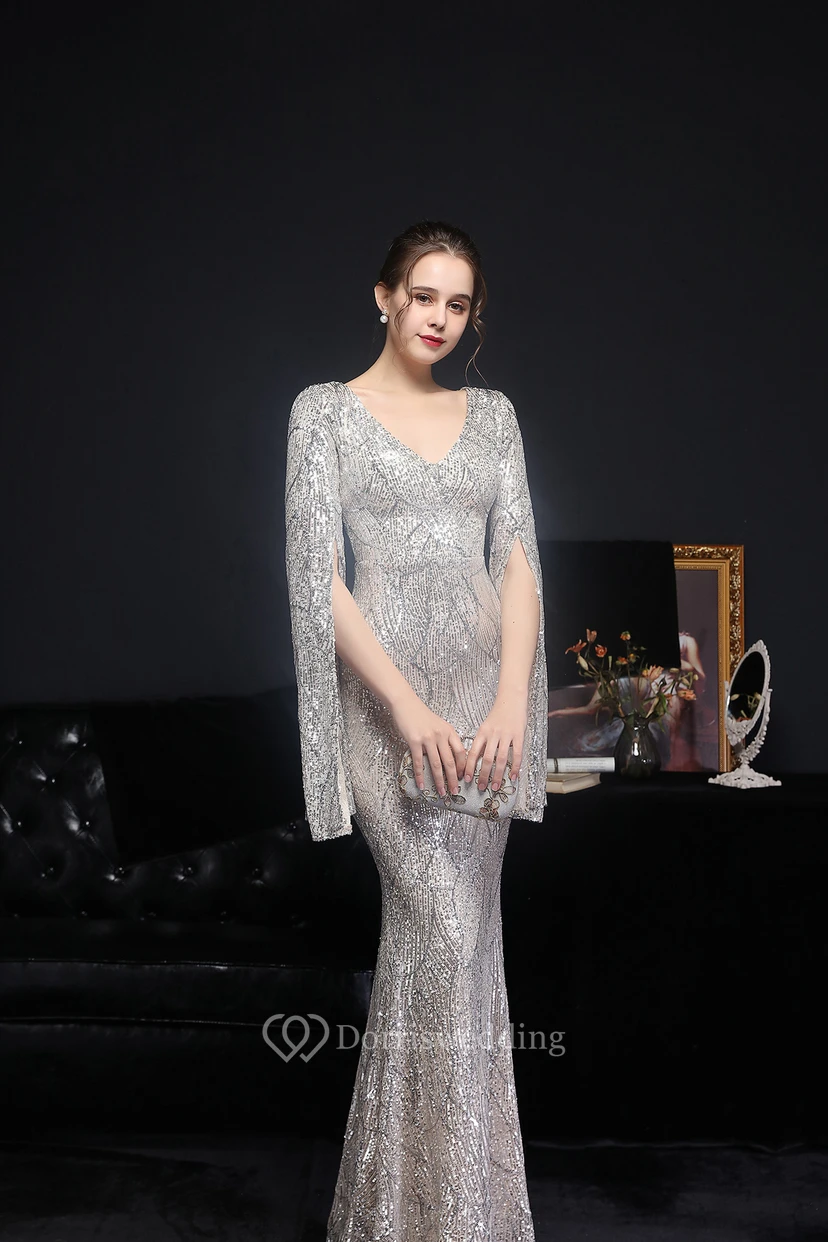 Robe de soirée élégante à sequins, longue, cintrée et sirène, idéale pour les réceptions et les célébrités. view 20