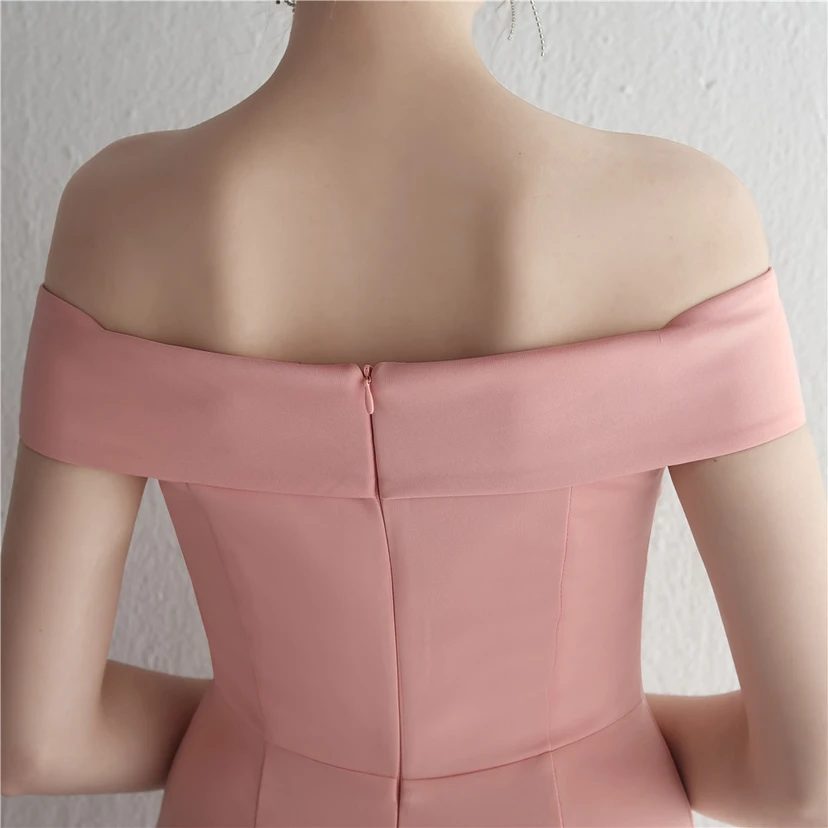 Vestido largo de satén ajustado de un solo hombro para cenas de celebridades, con falda de cola de pez ajustada, vestido de exhibición para modelos de autos de boda view 33