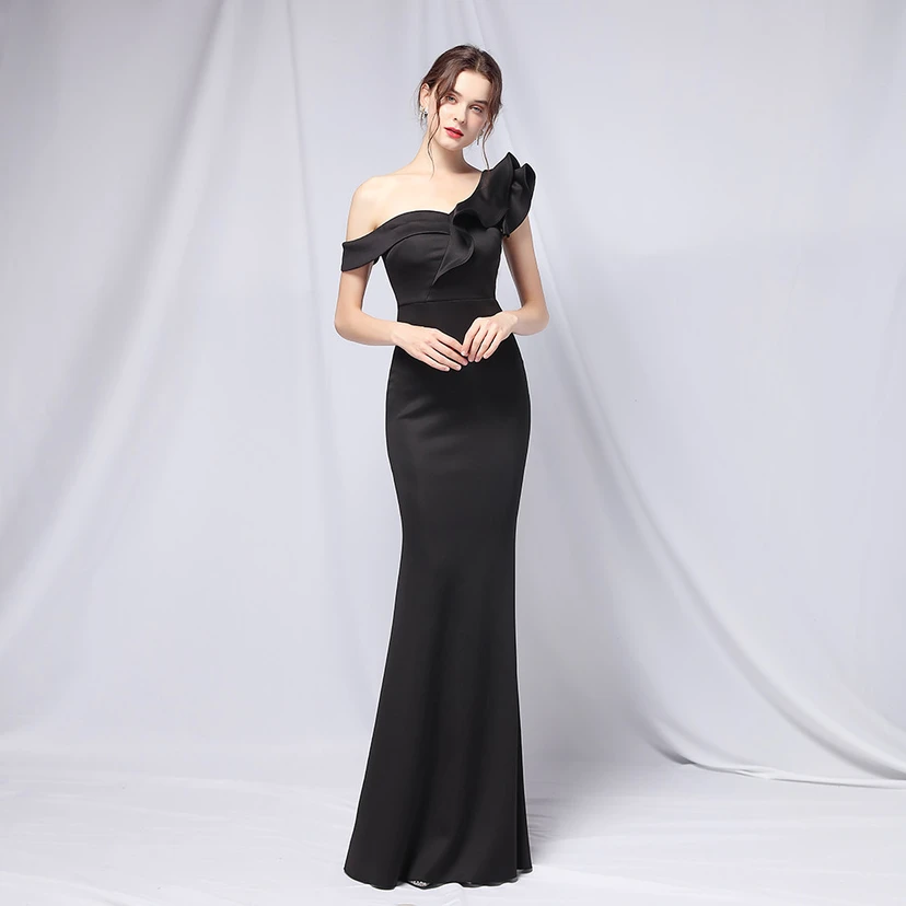 Sechsfarbiges, einseitig schulterfreies Abendkleid für festliche Anlässe, langes, elegantes, figurbetontes und sexy Meerjungfrauenkleid view 45