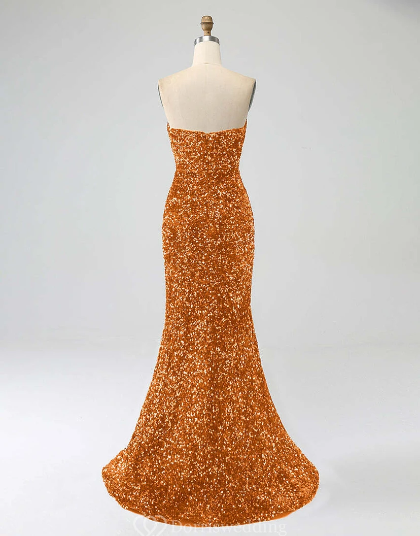 Robe bustier bleu roi à sequins et fente jusqu'à la cuisse view 28
