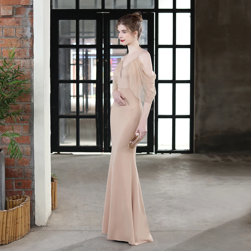 Toast Dress Bride Long Sling Thank You Banquet Slim Fishtail Skirt Wedding Car Model Exhibition Dress view 29