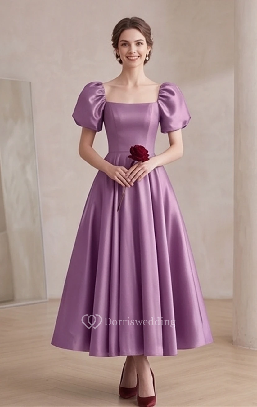 Puff-Sleeve Vintage Victorian A-line Dress | Regency Era Plus Size 1950s Bridesmaid Ball Gown | Modest Prom Wear view 19