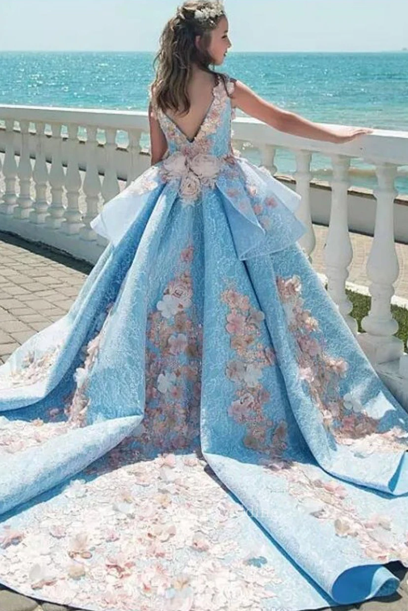 Floral Bateau Sleeveless Ruched Ball Gown Flower Girl First Communion Dress view 2