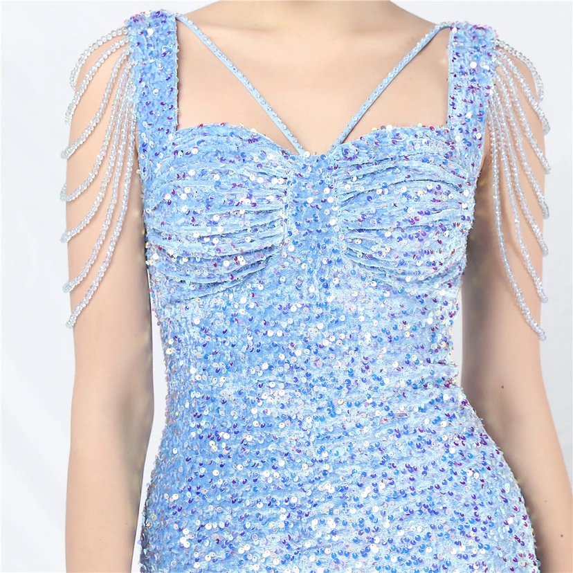 Velvet Handmade Sequined Heavy Craft Beaded Fantasy Sequined Short Skirt Evening Dress view 68