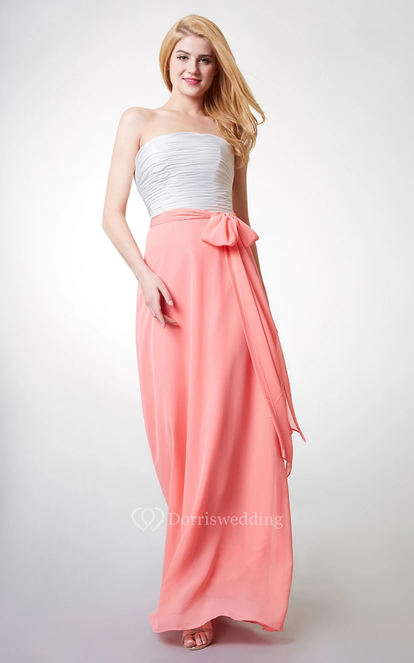 Sleeveless Ruched A-line Long Chiffon Dress view 3