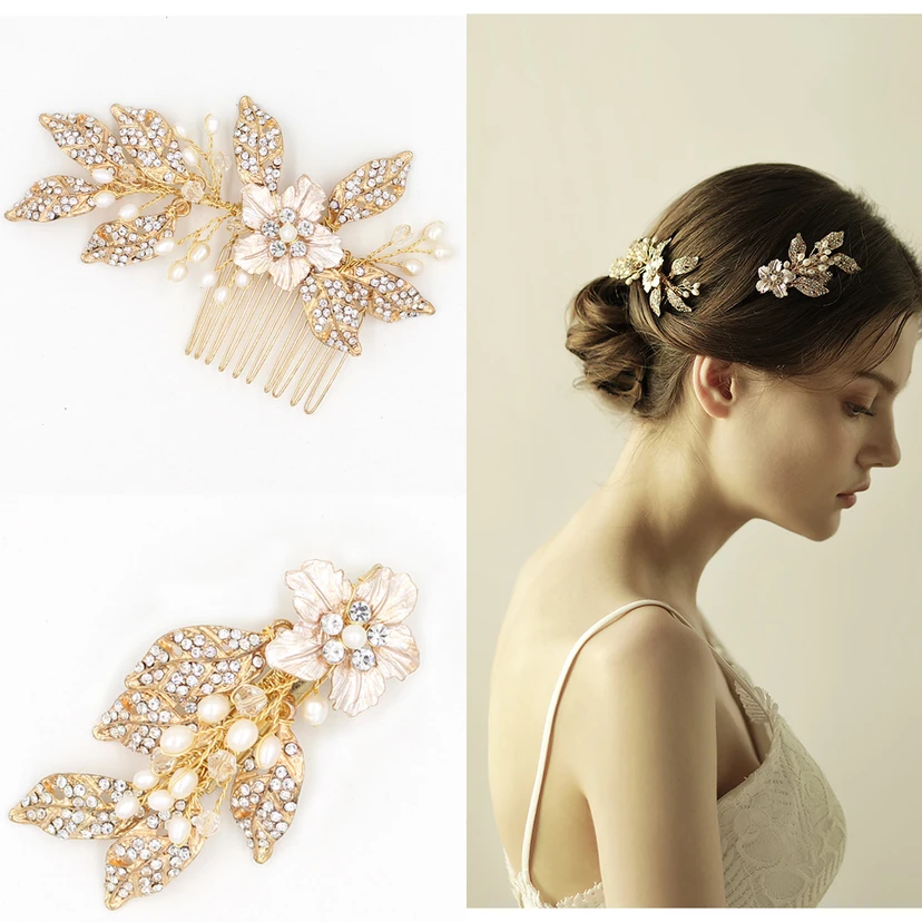 Pinzas y peinetas para el cabello con diamantes de imitación únicos. view 2