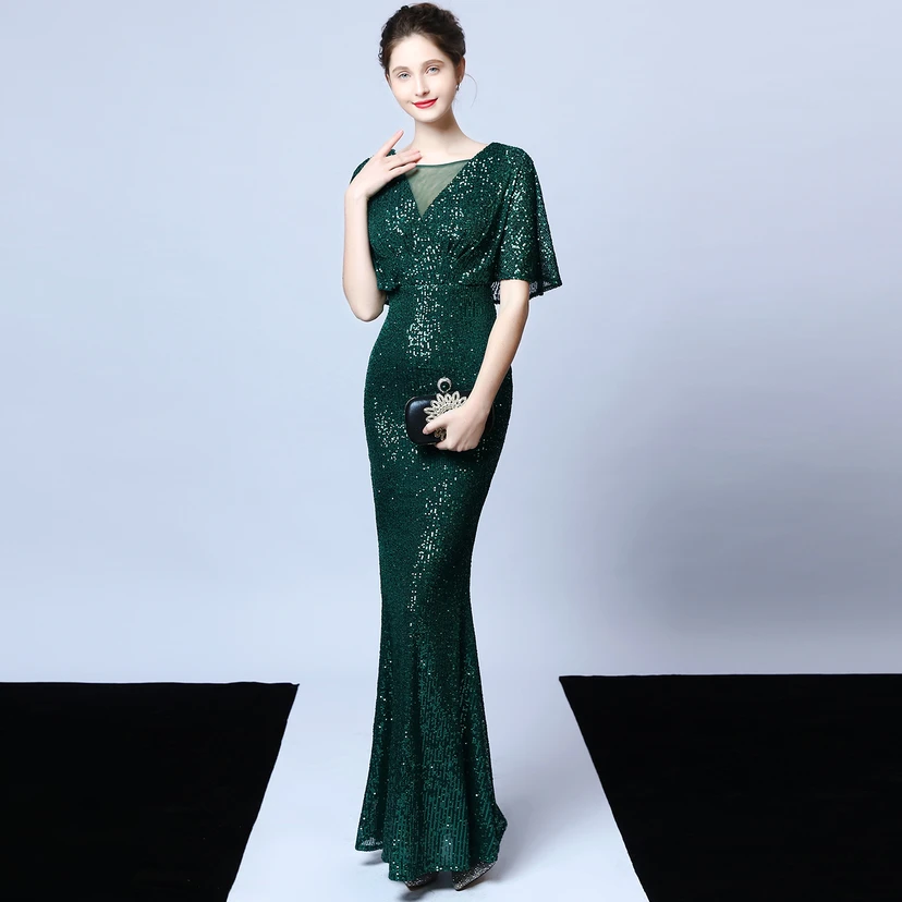 Elegantes Abendkleid mit Polyestergarn, Quasten, Pailletten und Fischschwanzsaum für Damen im Herbst view 35