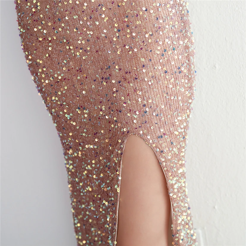 Imitation, handgefertigt, Pailletten, schulterfrei, Dankeschön-Bankett, schmaler Meerjungfrauenrock, Hochzeitsauto-Modellausstellung, Prominentenbankett view 45
