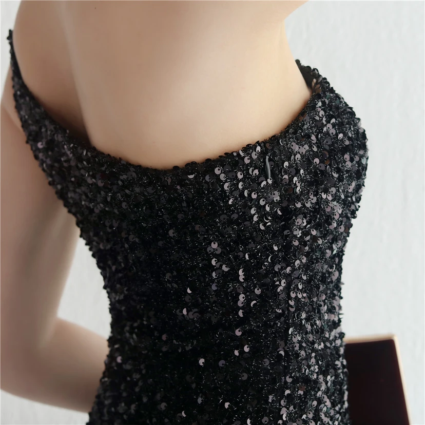 Handgefertigter Paillettenrock mit One-Shoulder-Schnitt, elegant für festliche Anlässe und Galas, mit Schlitz und Meerjungfrauenschnitt. view 29