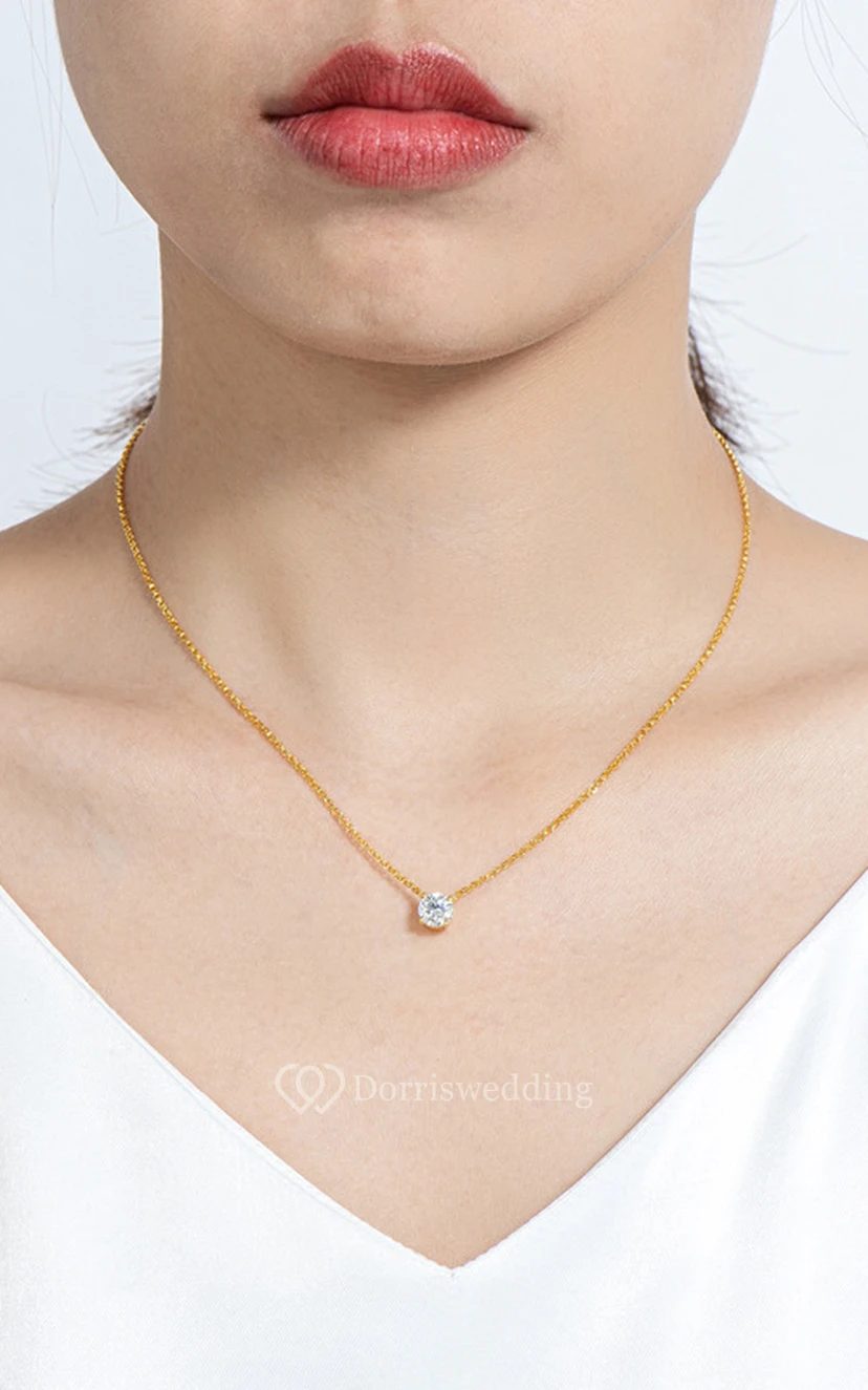 Classic Round Brilliant Cut Moissanite Necklace view 4