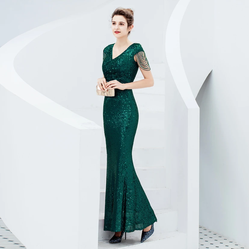 Evening Dress For Women Elegant Banquet Temperament Long Sequins Aura Queen Fishtail Slim view 28