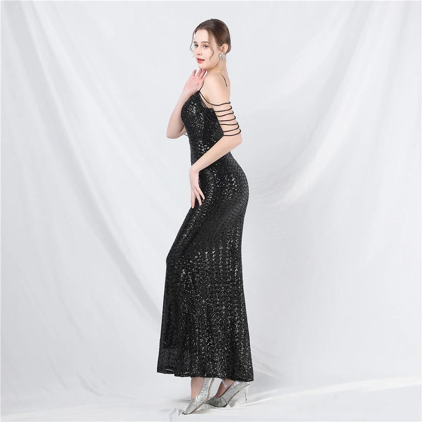 Robe de soirée longue à sequins et perles fantaisie view 67