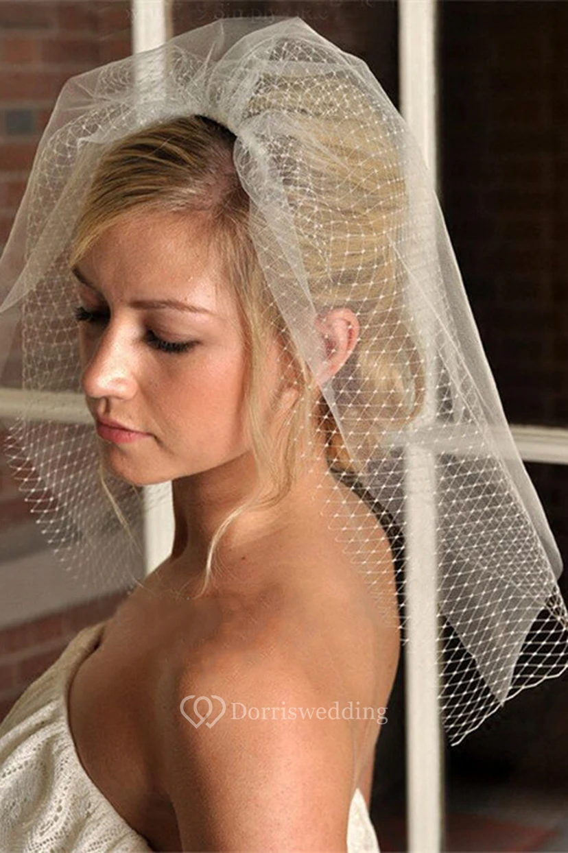 Retro Double-layer Short Bridal Veil with Mesh