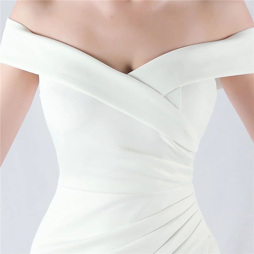 Robe de soirée classique asymétrique en satin à queue de poisson view 58