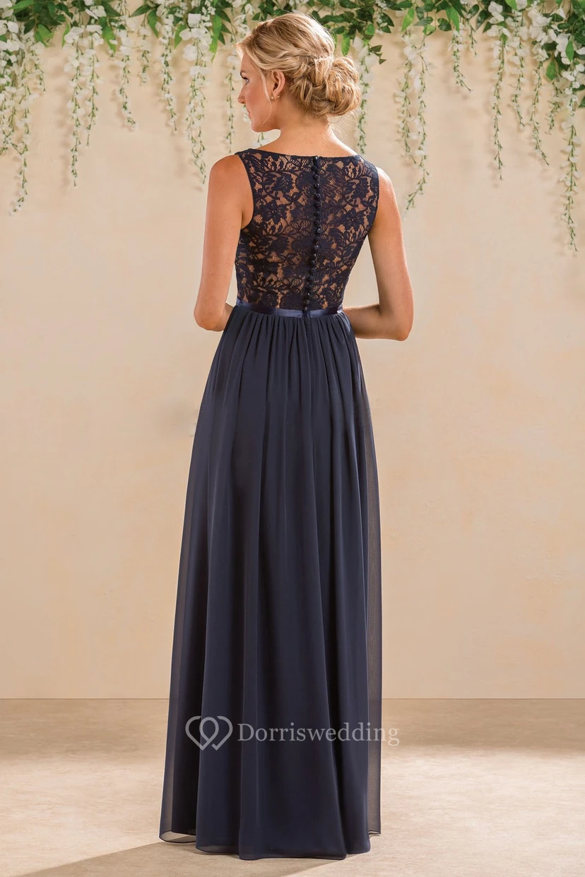 Sleeveless V-Neck A-Line Bridesmaid Dress With Lace Back And Pleats view 2