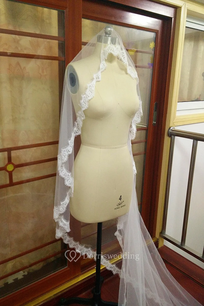 High-end Western Style Lace Applique Super Long Veil view 4