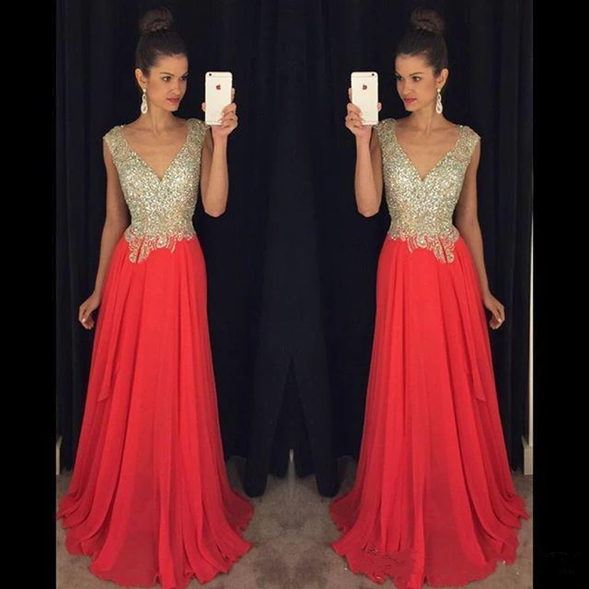 Gorgeous Crystal Open Back Evening Dress Cap Sleeve Long Chiffon Prom Gown view 2